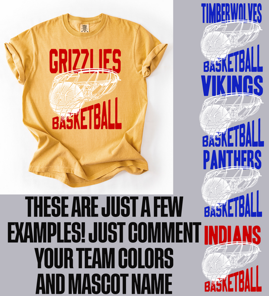 Grizzlies Basketball Swoosh Shirt-To Change Team choose Custom and Type Name and Colors