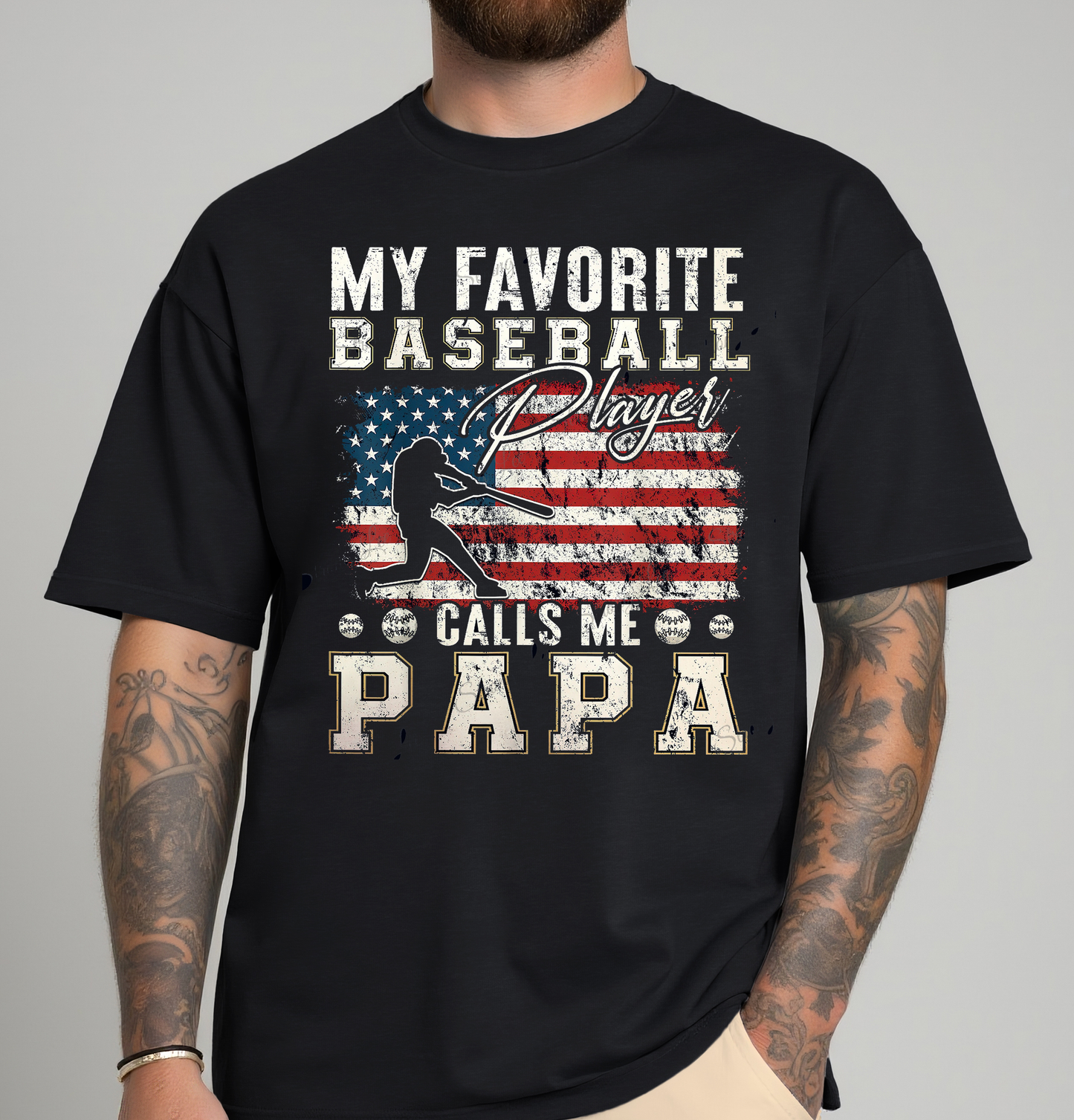 Baseball Flag Papa Shirt