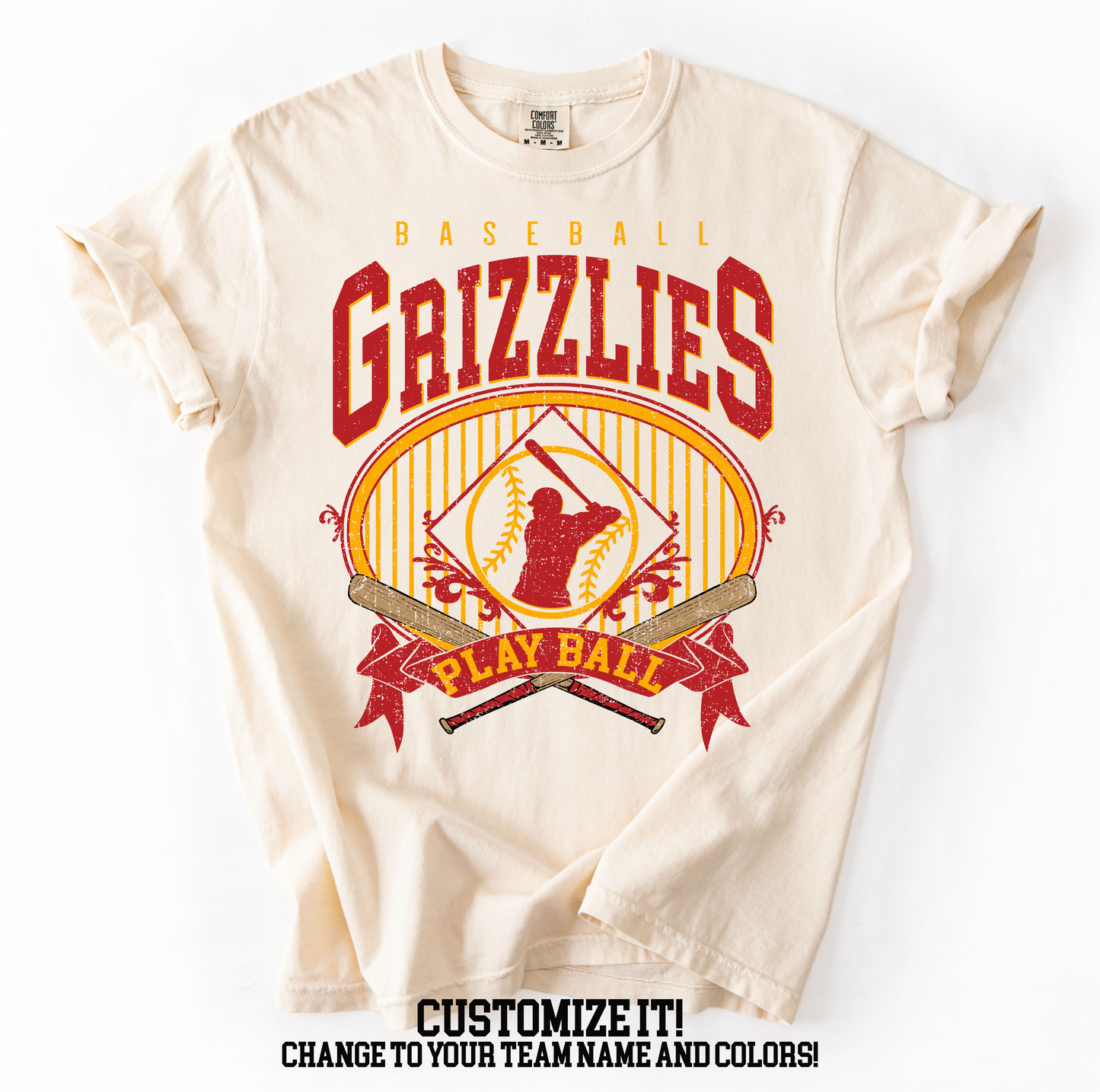 Grizzlies Vintage Baseball Shirt- can customize to team