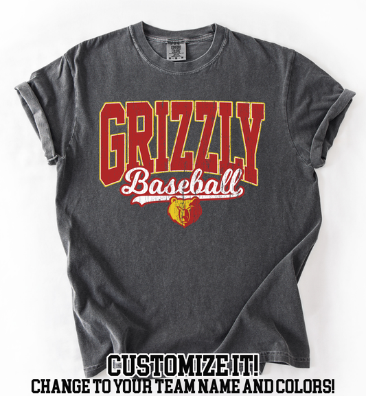 Grizzly Baseball Shirt- Can customize to team