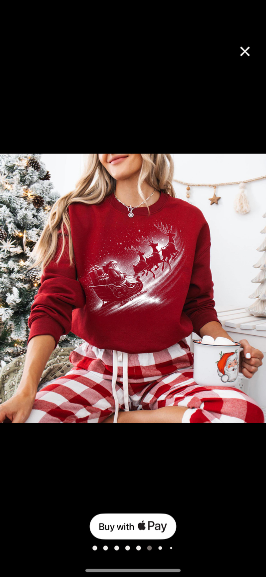 Santa and reindeer silhouette shirt