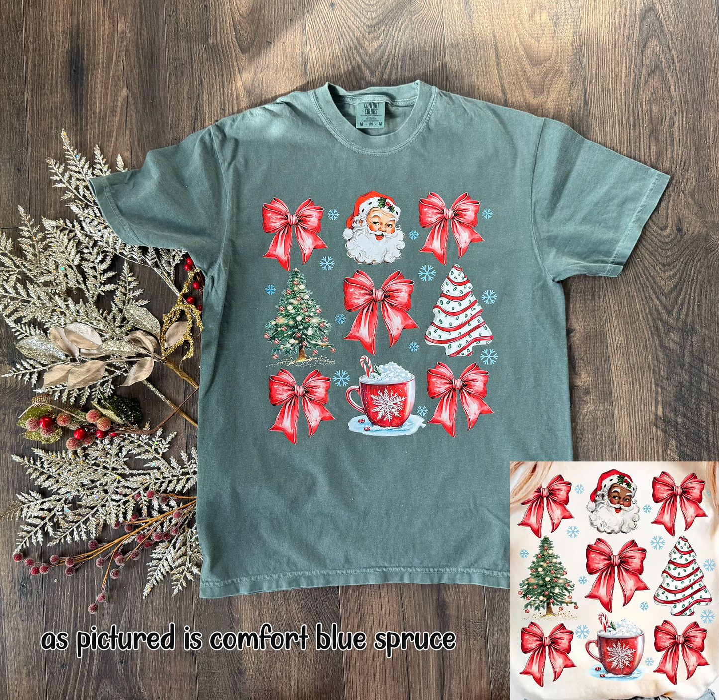 Christmas Santa Bow Tree Collage Shirt