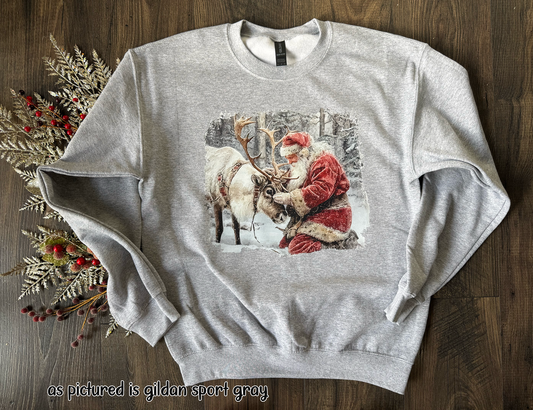 Santa Reindeer Vintage Retro Christmas Shirt
