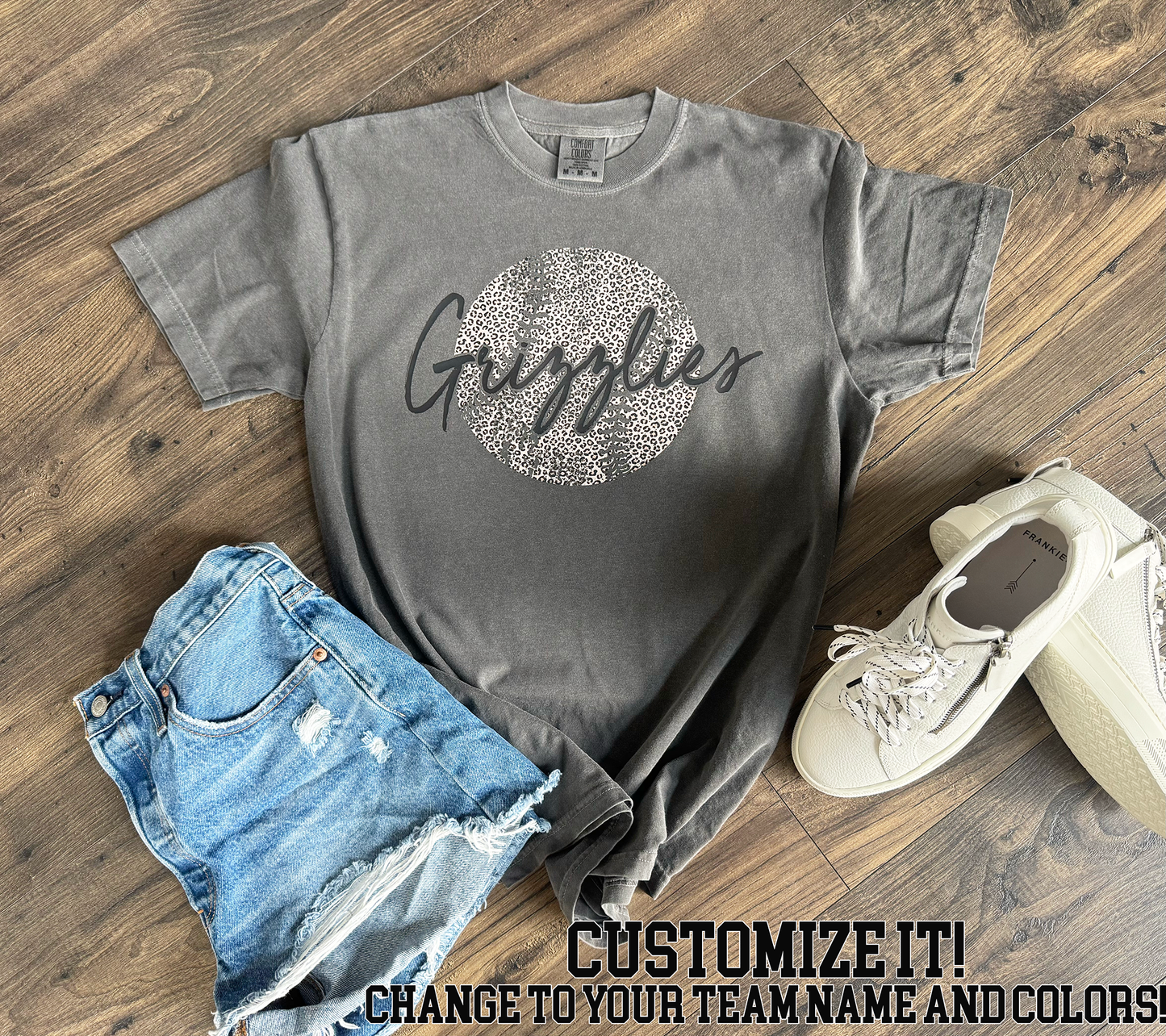 Leopard Baseball shirt- can customize to team or leave plain