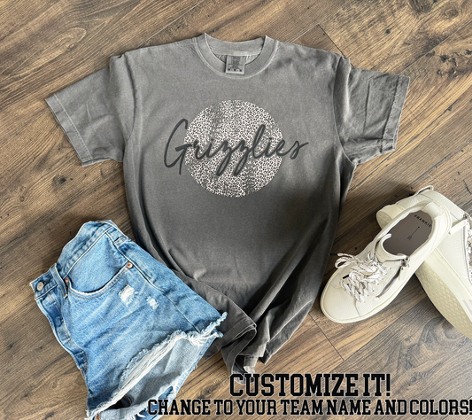 Leopard Baseball shirt- can customize to team or leave plain