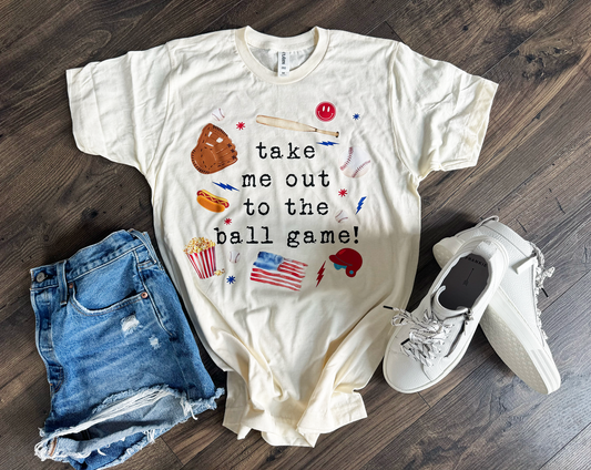 Take me out to the ballgame collage shirt