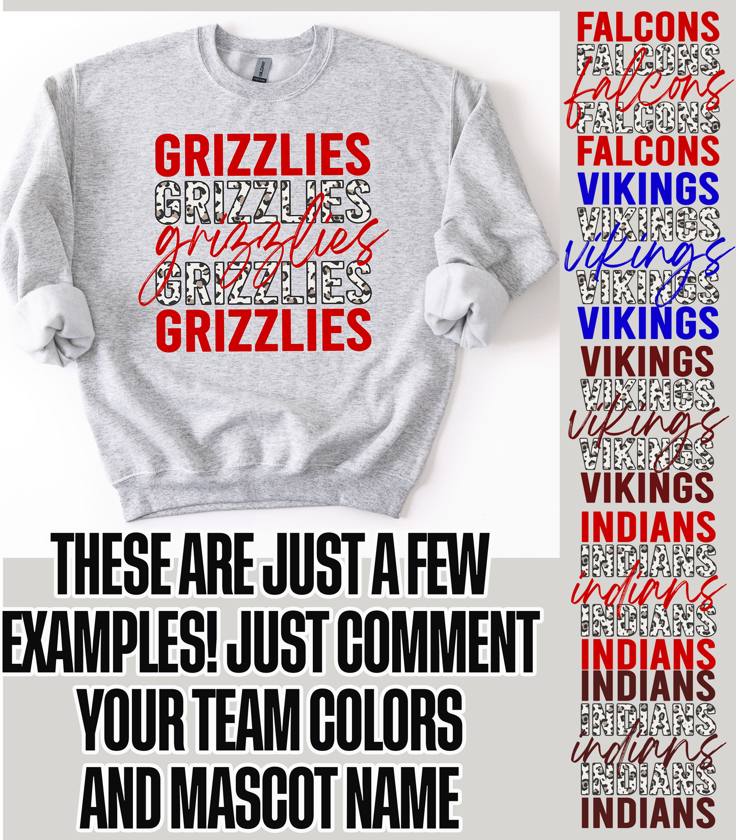 Grizzlies Repeating Leopard Shirt-To Change Team choose Custom and Type Name and Colors