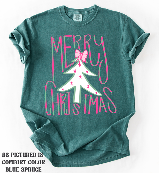 Merry Christmas Pink Tree Shirt