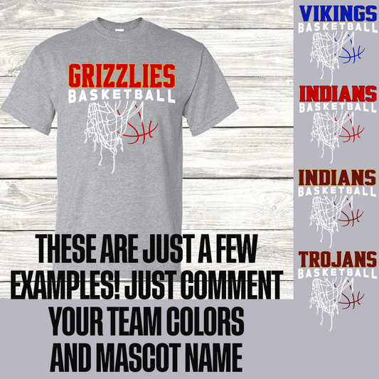 Grizzlies Basketball Shirt Hoop-To Change Team choose Custom and Type Name and Colors