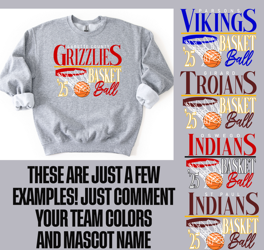 Grizzlies Basketball Shirt-To Change Team choose Custom and Type Name and Colors