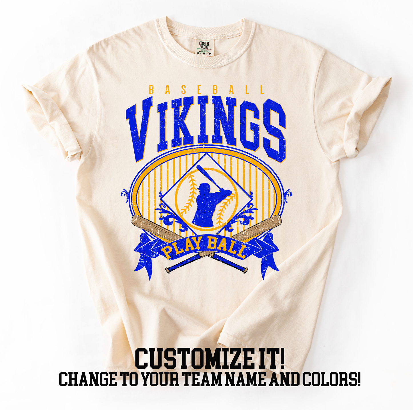 Vikings Vintage Baseball Shirt- can customize to team