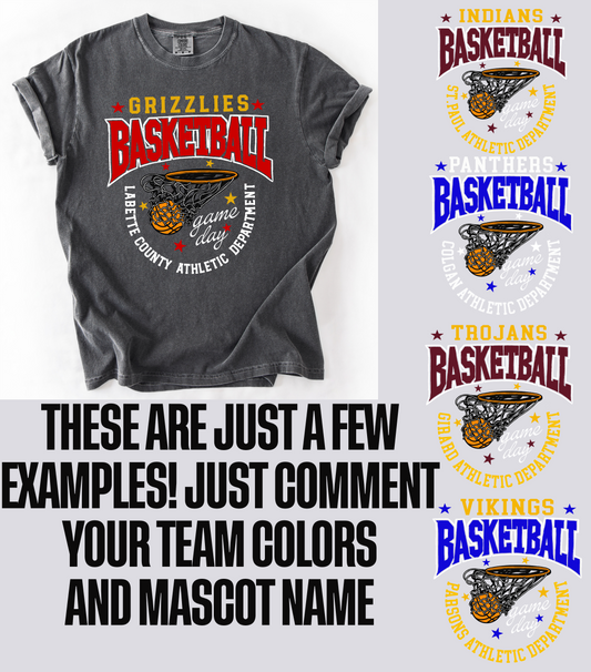 Grizzlies Basketball Shirt-To Change Team choose Custom and Type Name and Colors