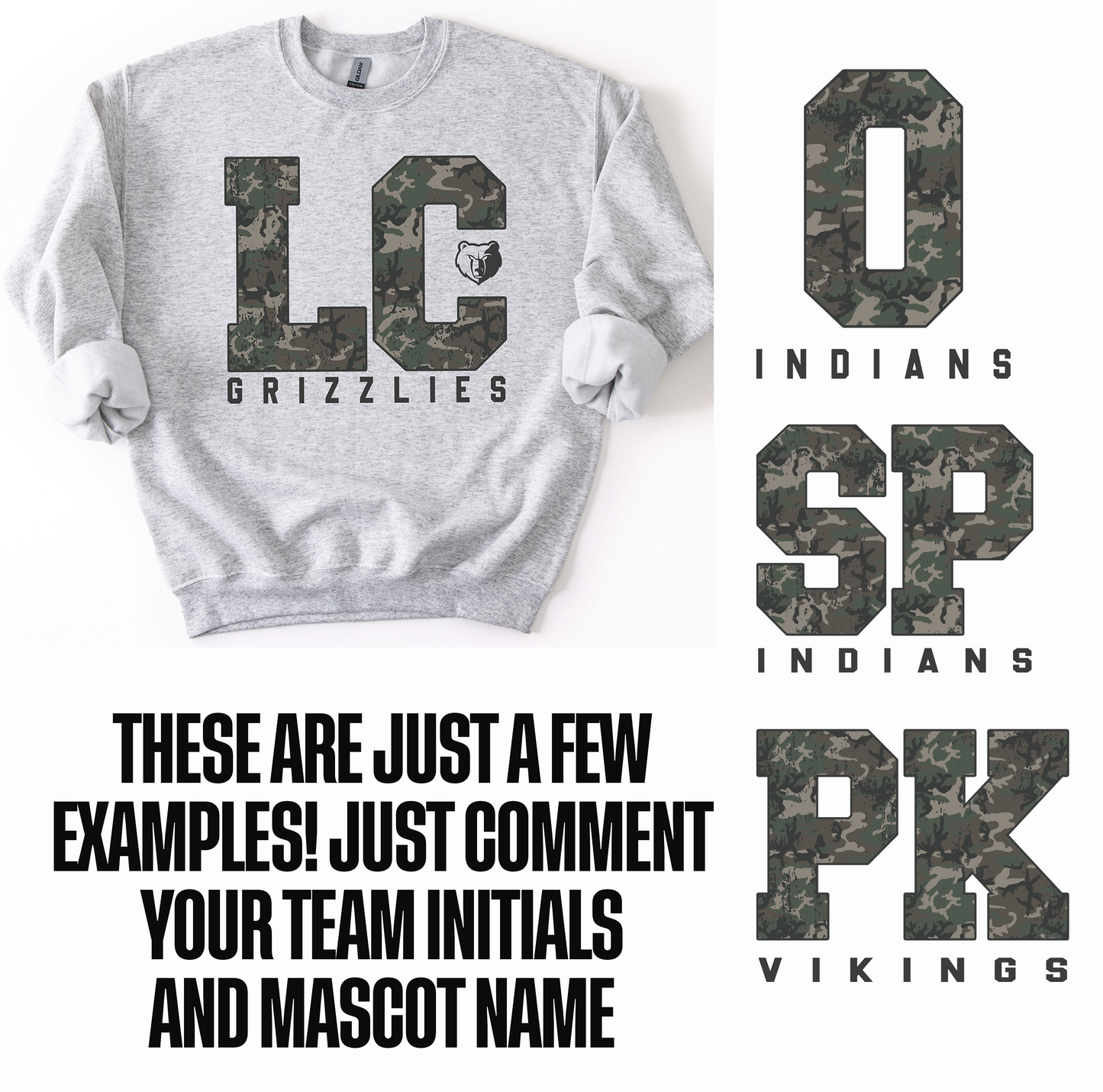 LC Labette County Grizzlies Camo-To Change Team choose Custom and Type Name and Colors