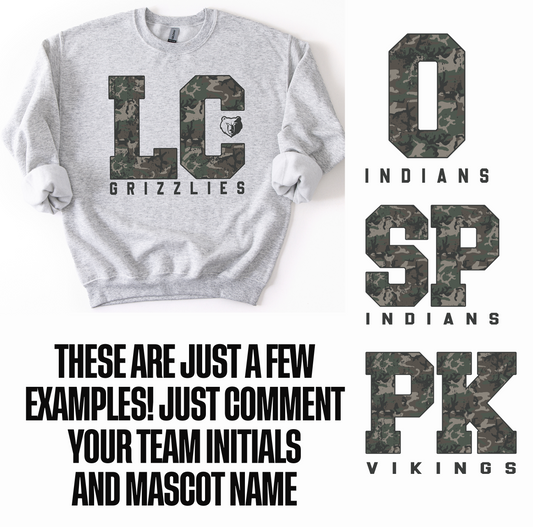 LC Labette County Grizzlies Camo-To Change Team choose Custom and Type Name and Colors