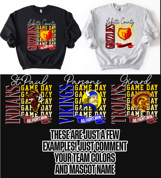Game Day- To Change Team choose Custom and Type Name and Colors