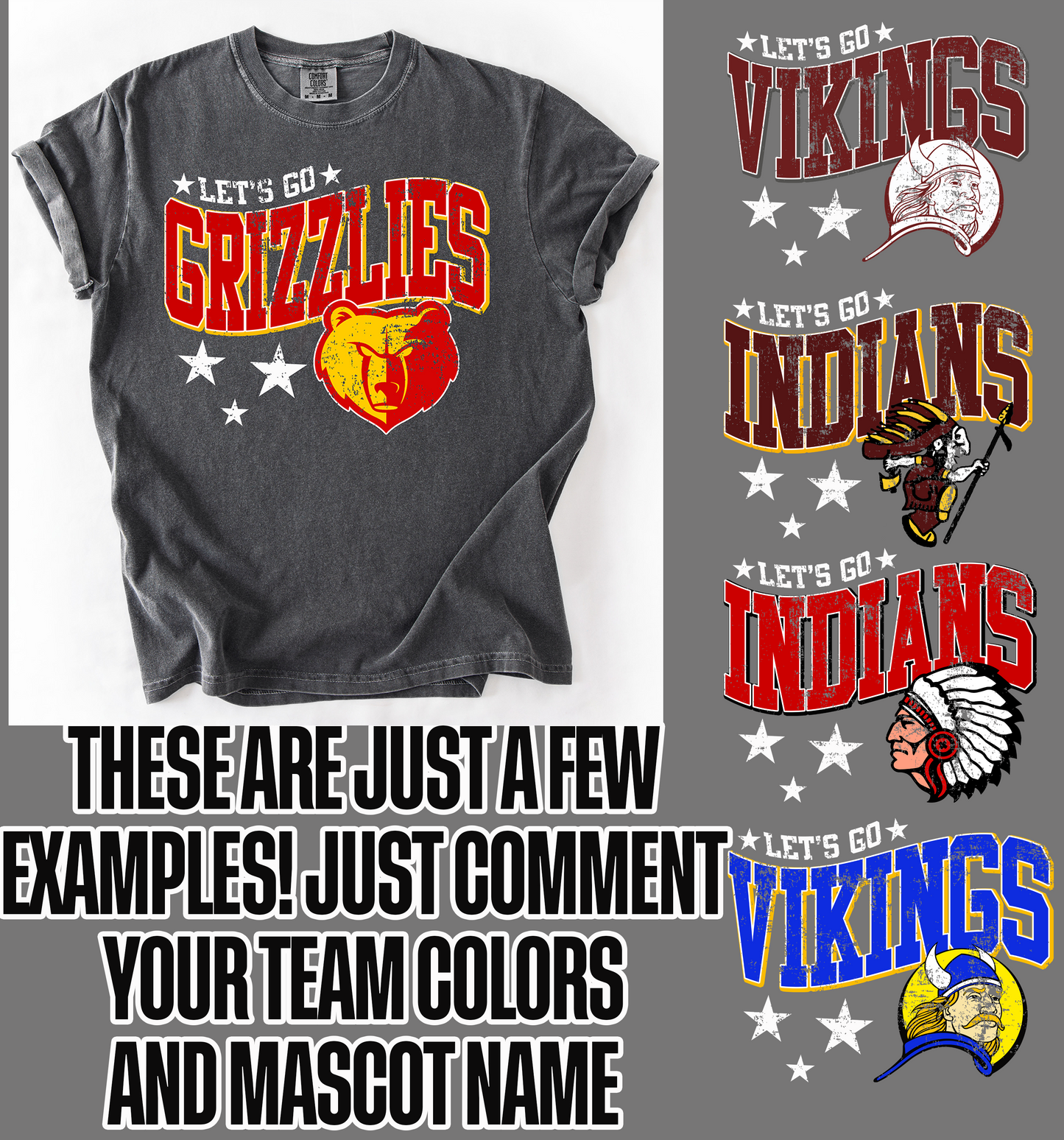 Lets Go Grizzlies Shirt-To Change Team choose Custom and Type Name and Colors