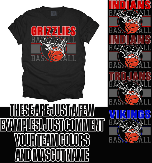 Grizzlies Basketball Shirt Hoop-To Change Team choose Custom and Type Name and Colors
