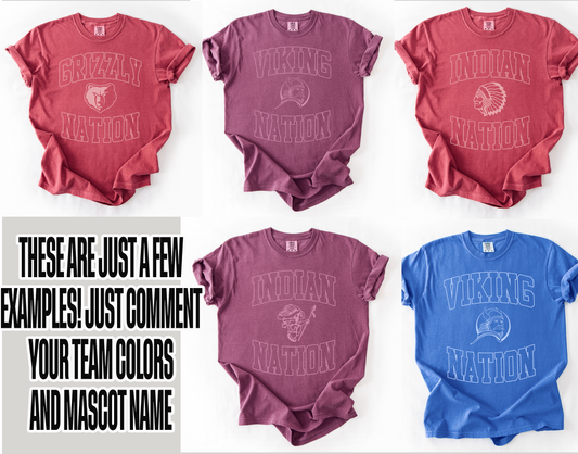 Monochrome Grizzly Nation Shirt-To Change Team choose Custom and Type Name and Colors